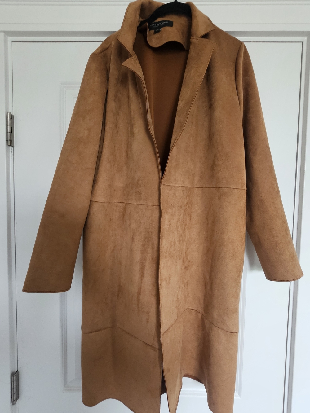 Marc New York Tan Open-Front Suede-Look Trench